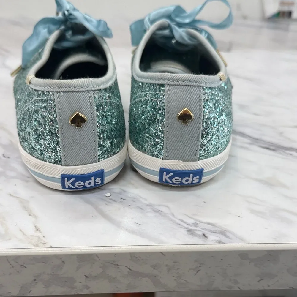 Glittery Teal Sneakers with Satin Laces